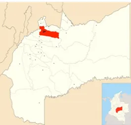 Figura 1. Localización de Villavicencio en el Meta ©Alcaldía de Villavicencio (2012). 