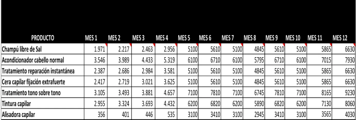 Tabla 13. Proyección ventas unidades Año 1 