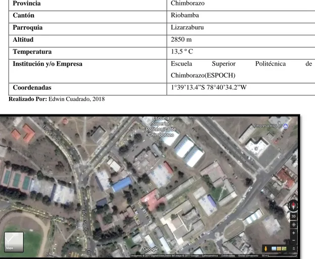 Figura 1-3: Localización Geográfica de la ubicación de la Escuela Superior Politécnica de   Chimborazo           