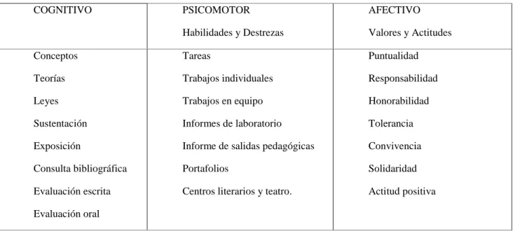 Tabla 2. Dimensiones del proceso a evaluar (PEI institucional) 