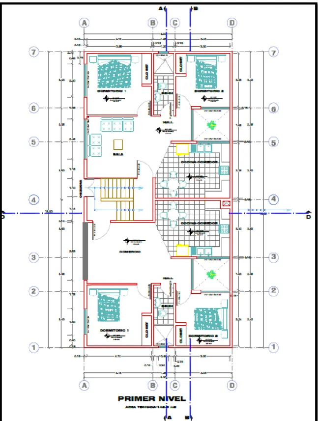 Fig. 1.2 Vista en planta de primer nivel de edificación. 