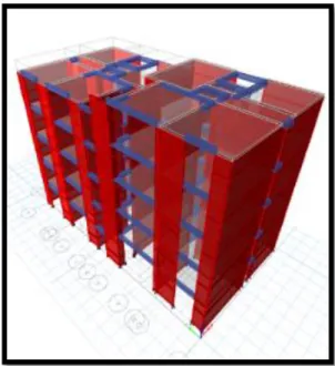 Fig. 3.1 Vista en 3D del Edificio: sistema de ductilidad limitada. 