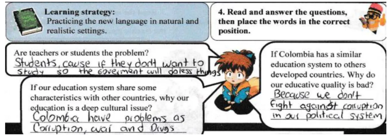 Figure 7. Graph of a self- assessment section from students’ artefacts 
