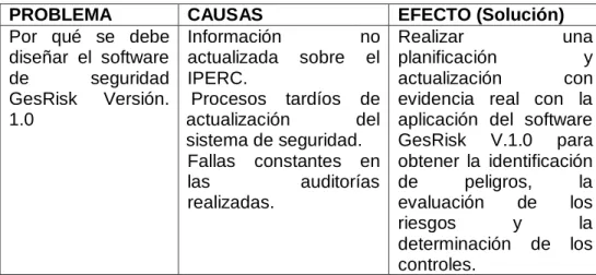 Tabla 1.01: Formulación del problema. 