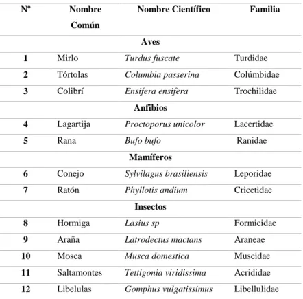 Tabla 14-7. Atractivos potenciales de fauna 