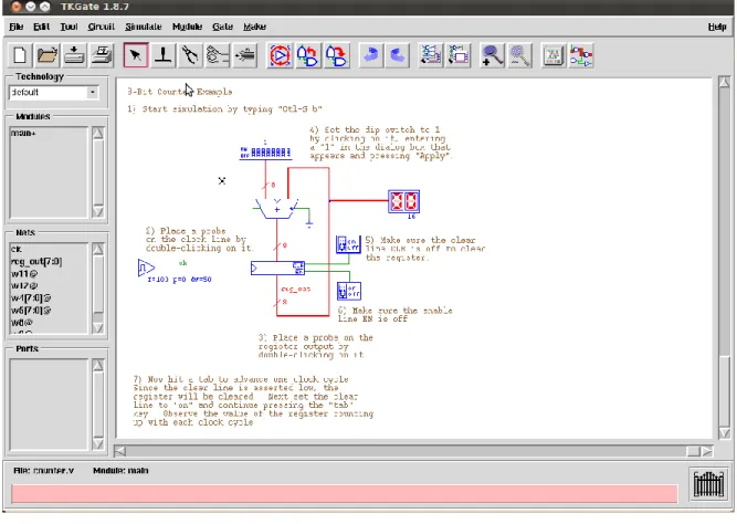 Figura 2.1 Ventana de la GUI de TKGate  v1.8.7. Imagen tomada del propio software. 