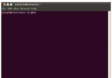 Figura 2.13. Ejecución del GNS3 en Linux desde el bash. 