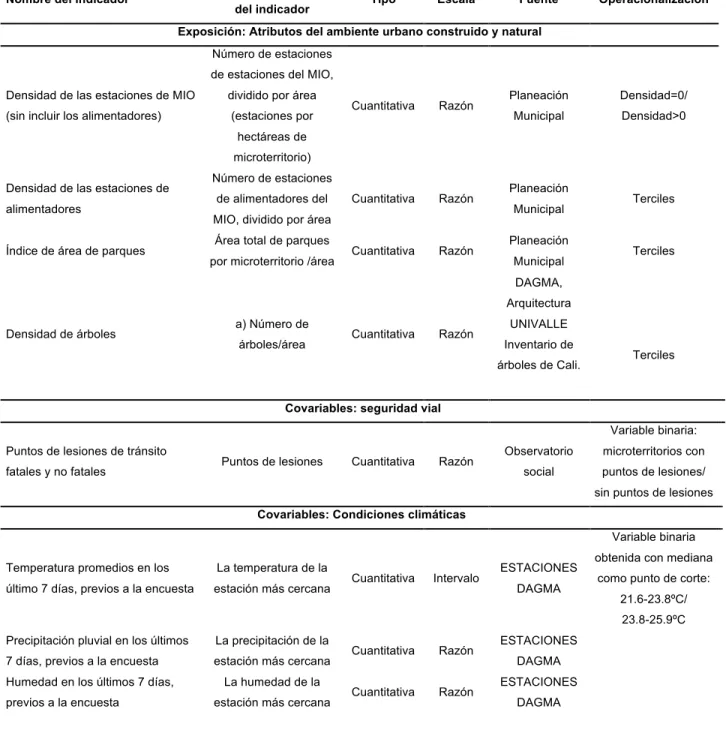 Tabla 3. Tabla de variables de segundo nivel 