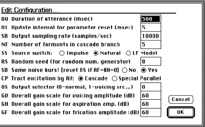 Figura 1.9 Ventana de configuración para KLSyn 88 