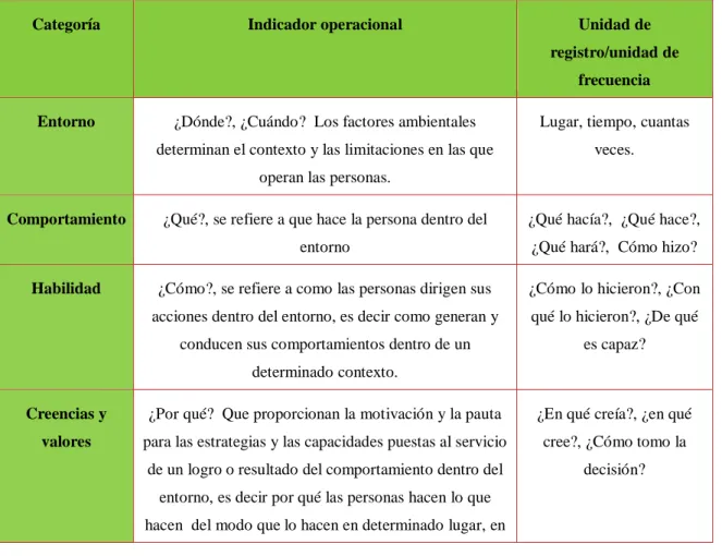Tabla 1.    Categorías de análisis 