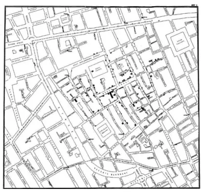 Fig. 3 – Mapa de l’estudi realitzat pel doctor John Snow