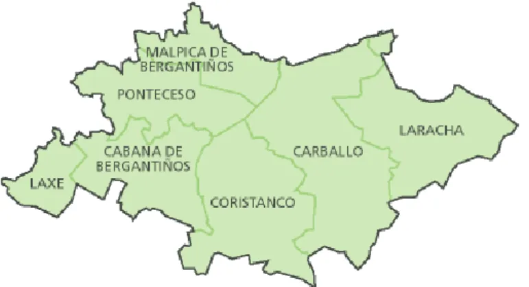 Figura 1: Ayuntamientos de la comarca de Bergantiños. 