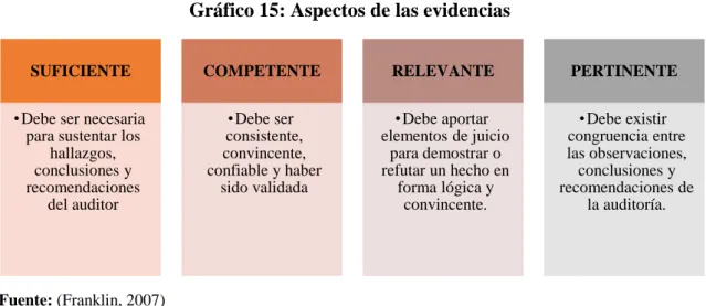 Gráfico 15: Aspectos de las evidencias 