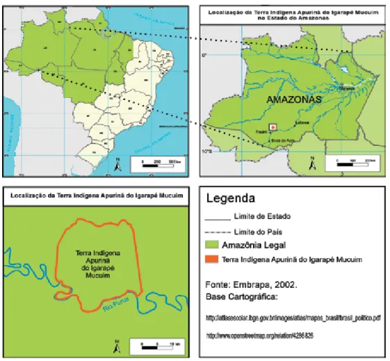 Figura 1. Mapa de localização da terra indígena – Apurinã – Estado do Amazonas  – Brasil.