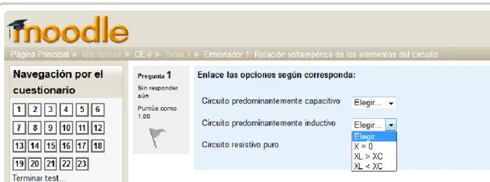 Figura 2.7 Diseño de la pregunta de emparejamiento. 