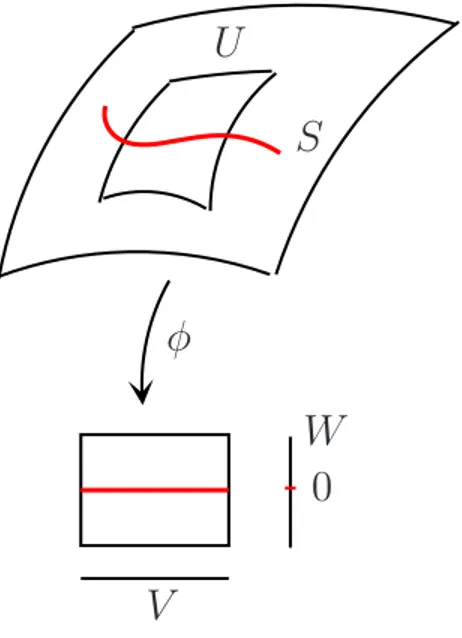 Figura 1.3: Carta local que rectica la subvariedad S.