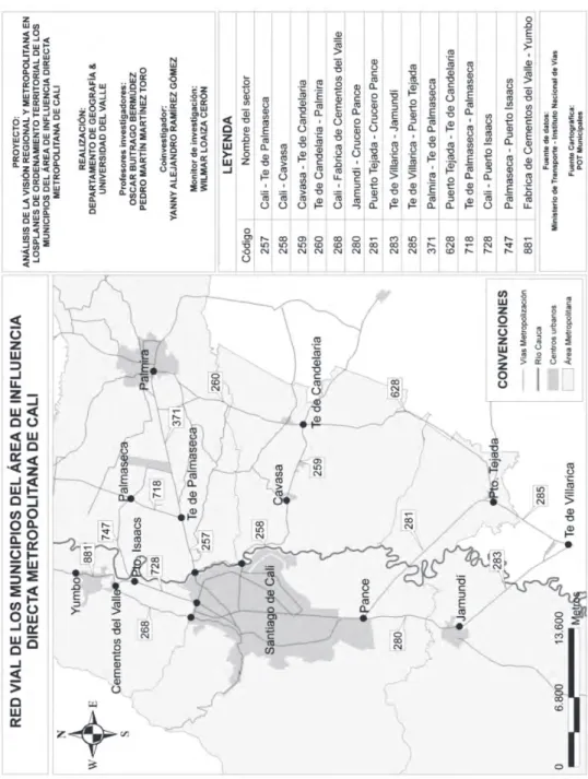 Gráfico 1.13. Red vial de los municipios del área de influencia metropolitana  inmediata de Cali