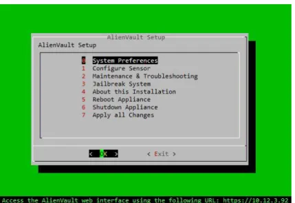 Figura 2.11 AlienVault Setup desde el shell. 