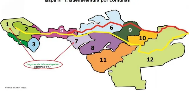 Figura 1. Mapa de Buenaventura por Comunas 