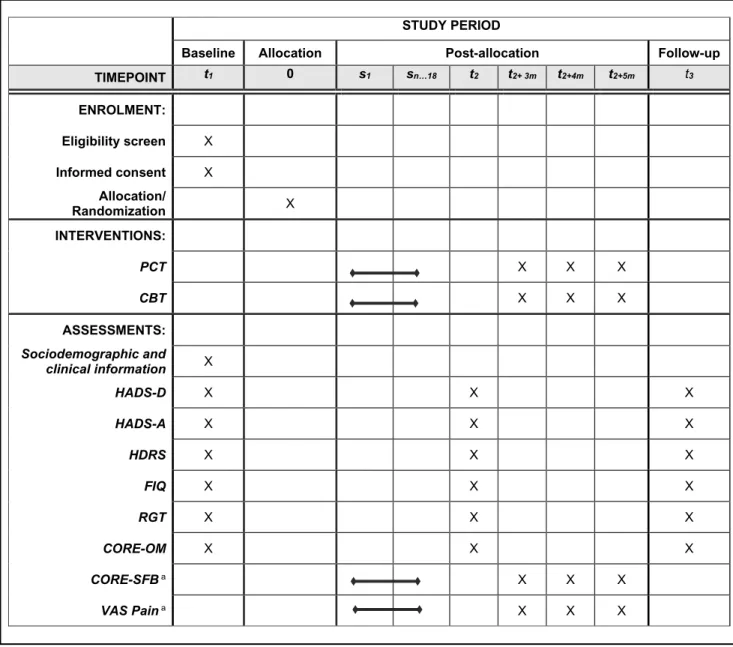 Table 1 SPIRIT Diagram of Assessments at Baseline (t 1 ), Allocation (0), Weekly Sessions (s 1 –s 18 ), Treatment Termination (t 2 ), Booster Sessions (t 2+3m - t 2+5m ) and 6-Month Follow-Up (t 3 )