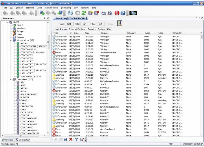 Figura 1. 7.  Herramienta de Información y Control Dameware. 