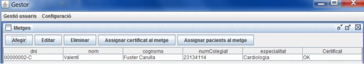 Figura 13 Gestió dels metges 