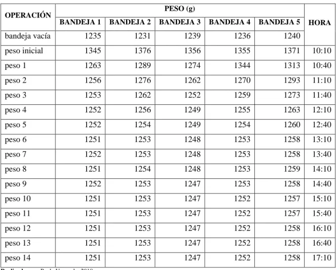 Tabla 15-3: Reporte de pesos para la muestra 1 