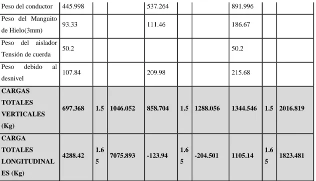 Tabla 16 Cargas estructurales hipótesis V 