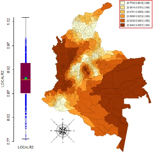 Gráfico 7. Distribución geográfica de los R2 locales. 