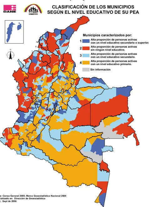 Gráfico 8. Clasificación de los municipios según el nivel educativo de su PEA CLASIFICACIÓN DE LOS MUNICIPIOS SEGÚN EL NIVEL EDUCATIVO DE SU PEA