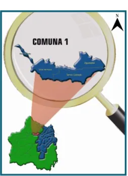 Figura 2. Mapa de Cali ubicando la Comuna 1. 
