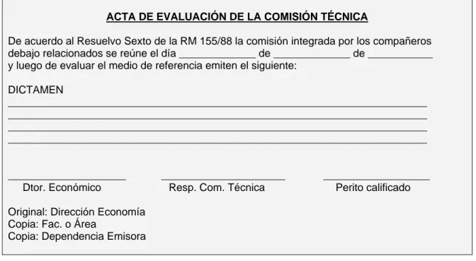 Figura 1.5 Acta de evaluación de la comisión técnica. 