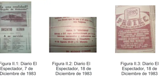 Figura II.1: Diario El  Figura II.2: Diario El                     Figura II.3: Diario El  Espectador, 7 de      Espectador, 18 de                     Espectador, 18 de  Diciembre de 1983      Diciembre de 1983                    Diciembre de 1983 