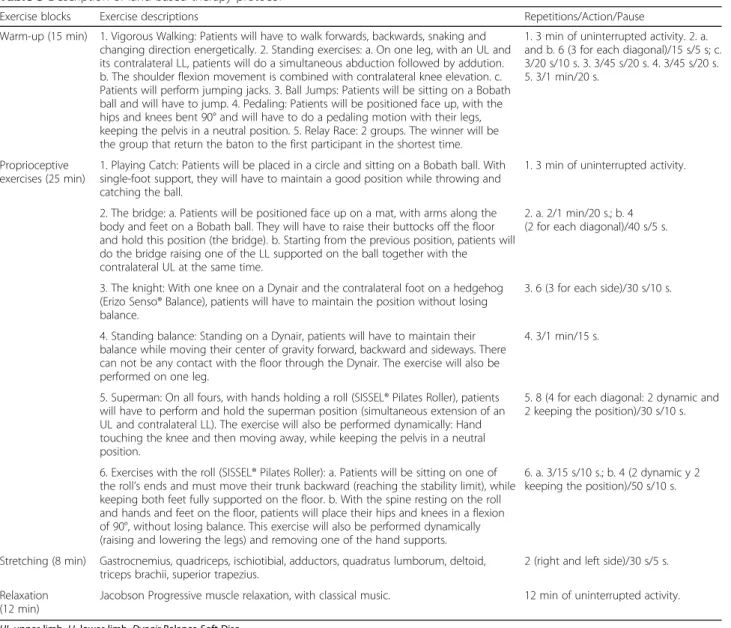 Table 3 Description of land-based therapy protocol
