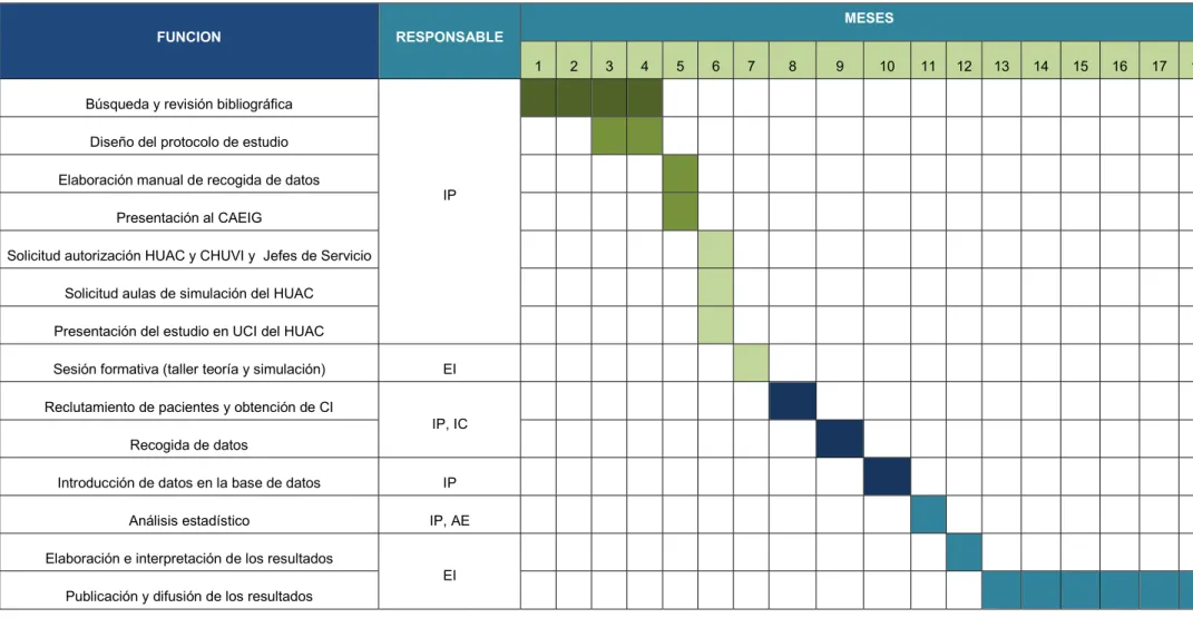Tabla V. Cronograma del estudio 