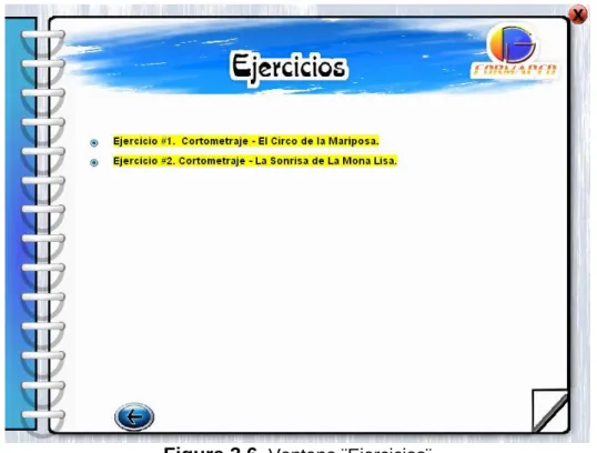 Figura 3.6.  Ventana ¨Ejercicios¨