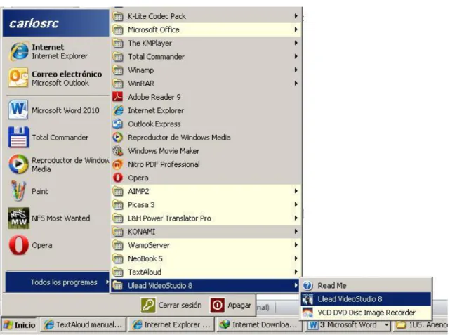 Figura 2.7. Acceso a Ulead VideoStudio 8. 