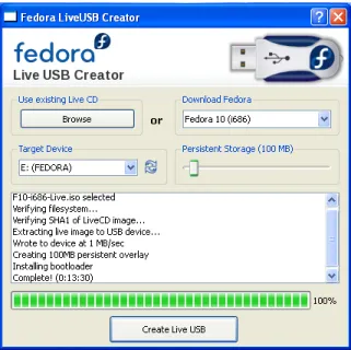 Figura 11: Fedora, Live-usb creator