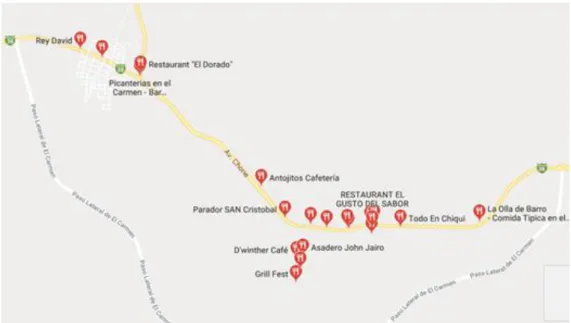 Figura 7. 1.  Mapa de los establecimientos de alimentos y bebidas. 