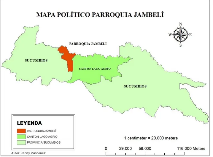 Figura V.1 Mapa división política administrativa de la parroquia Jambelí  Nota:(Trabajo de campo realizado por: Jenny Vásconez, 2017) 