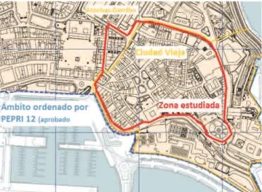 Fig. 15. Situación de la zona estudiada en el proyecto dentro de la ciudad de A Coruña  (fuente propia)
