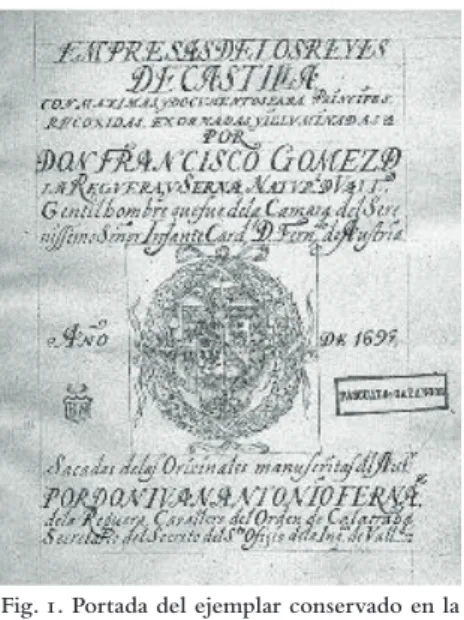 Fig. 1. Portada del ejemplar conservado en la  Biblioteca Nacional de España