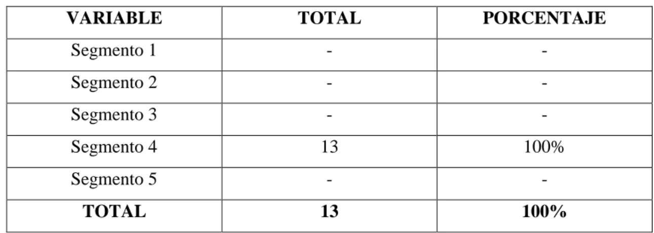 Tabla 4: Segmento de la COAC 