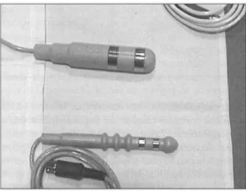 Fig.  8.  Electrodo  vaginal  y  anal  con  captado  res  de  actividad  electromiográfica