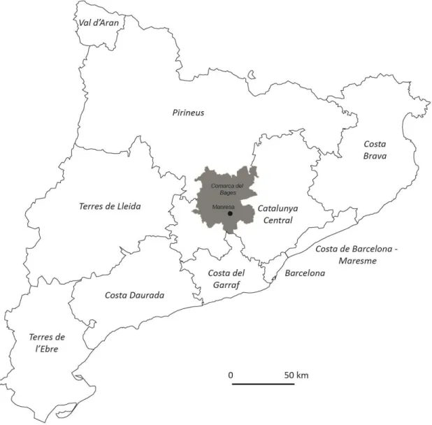Figura 1. Localización de la comarca del Bages en las marcas turísticas de Catalunya 