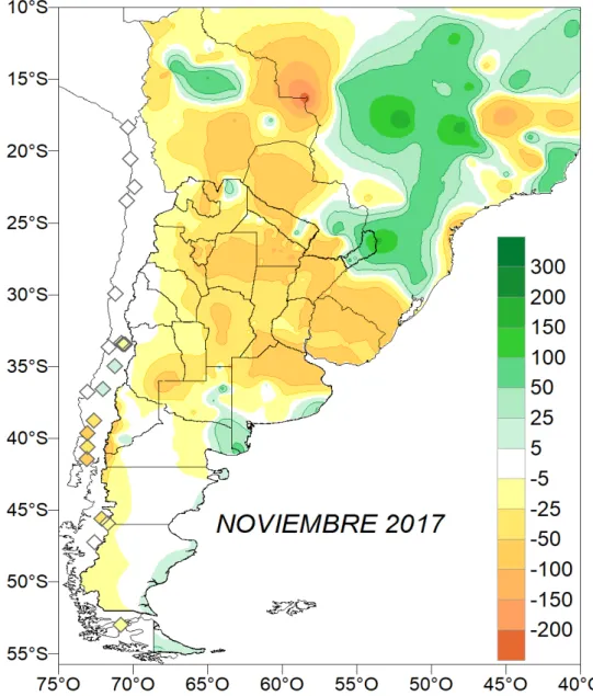 FIG. 2 – Desvío de la precipitación con respecto a la normal 1981-2010 (mm)