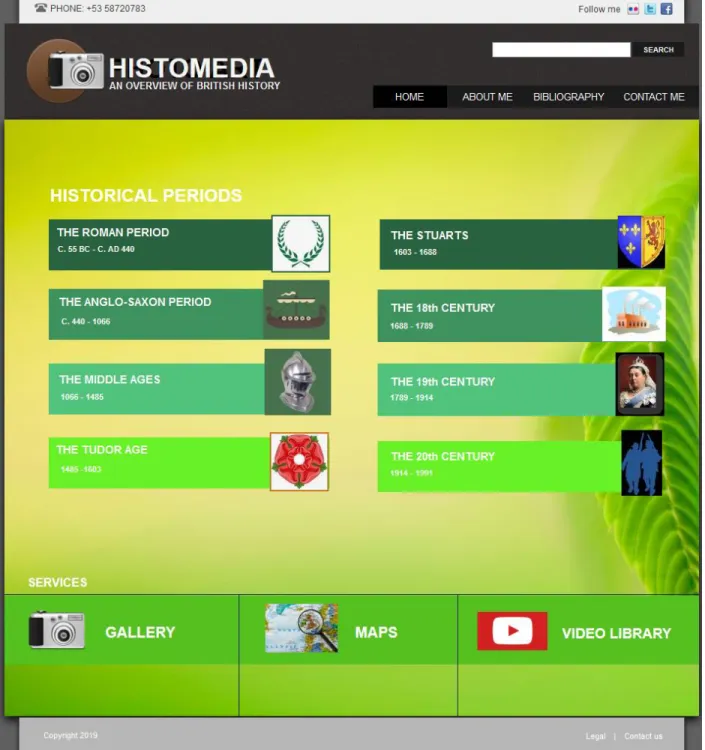 Fig. 2.  Home Page of the HistoMedia  