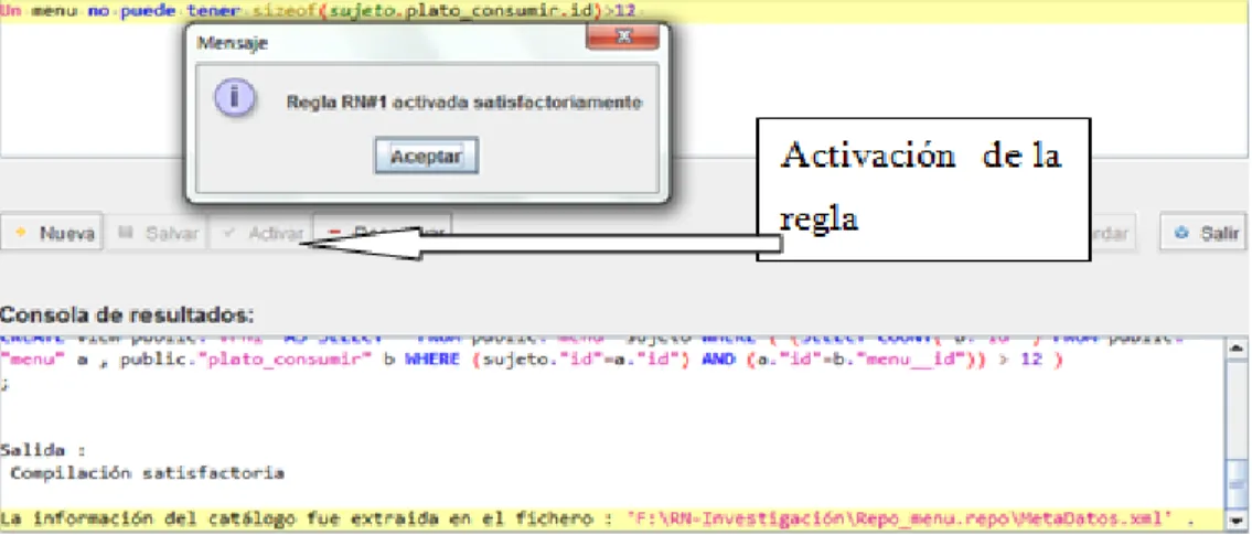 Figura 2.9 Control desde el PostgreSQL de las reglas de negocio. 