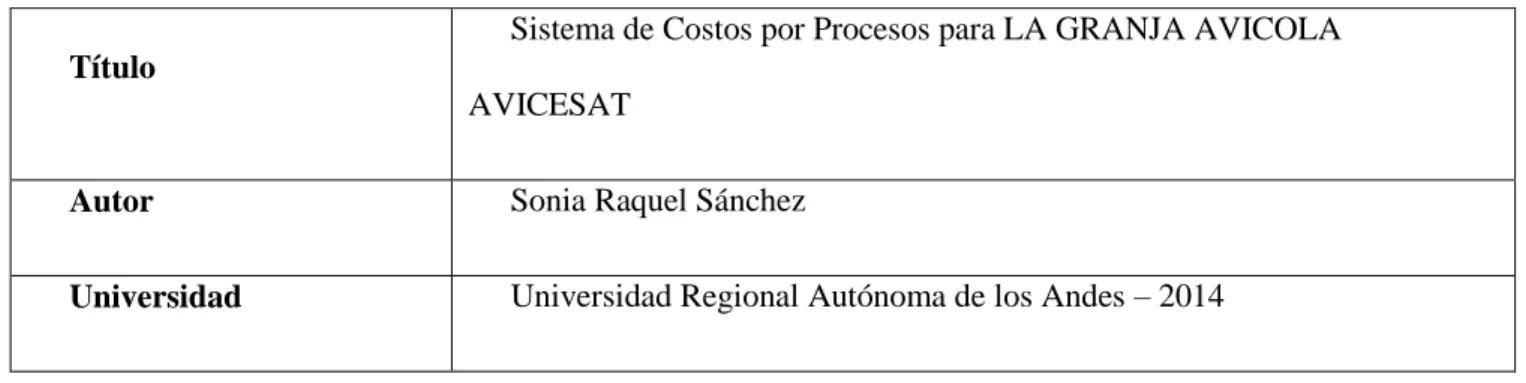 Tabla 1. Antecedentes 