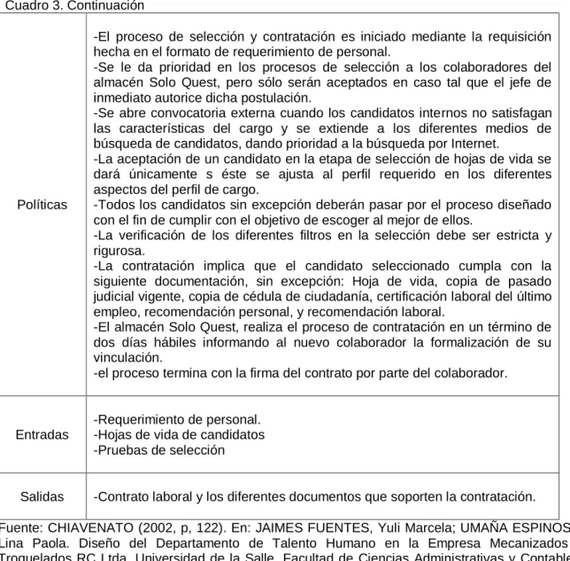 Cuadro 3. Continuación 